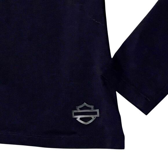 Harley-Davidson Women’s Long Sleeve Graphic Shirt L Black Wings Logo Tee Grunge - Picture 2 of 11